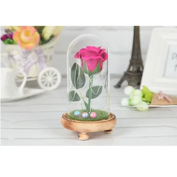 

Mini simulation rose soap flower glass cover micro landscape Christmas and valentine's day gifts Creative birthday gift