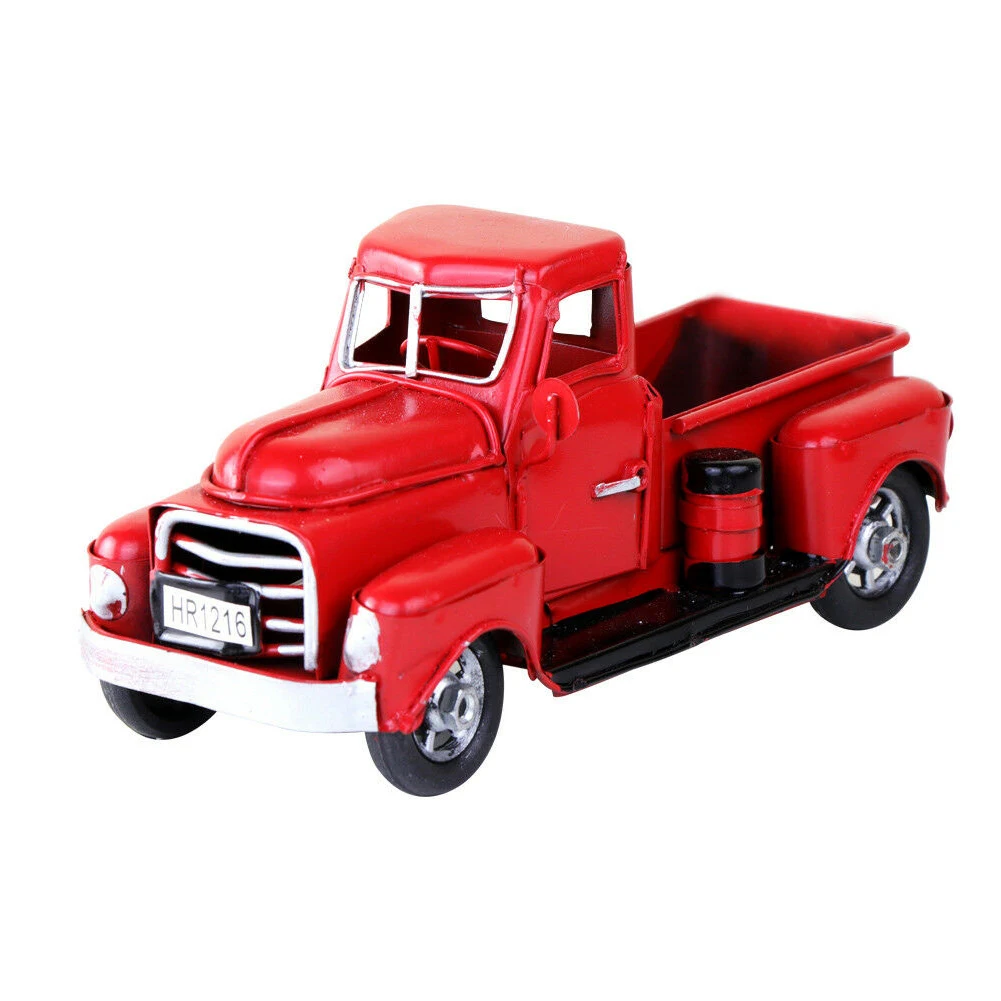 

Truck Model Table Ornaments Home Decoration Metal Craft Desktop Birthday Toy Gift Kids Vintage With Movable Wheel Car
