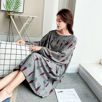 

Loose Nighty Plus Size Sleepwear Women XXXL Spring Autumn New Night Dress Long Sleeve Print Nightgown Sleeping Dress