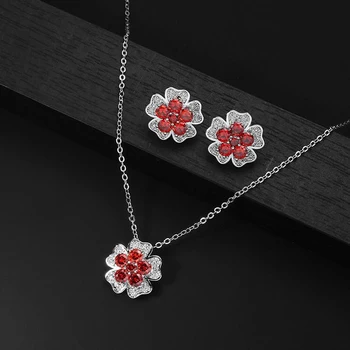 

HIBRIDE New Flower Design Bridal Jewelery Set Four Colors Cubic Zirconia Fashion Nigerian Jewelry Accessory Sets for Women N-858