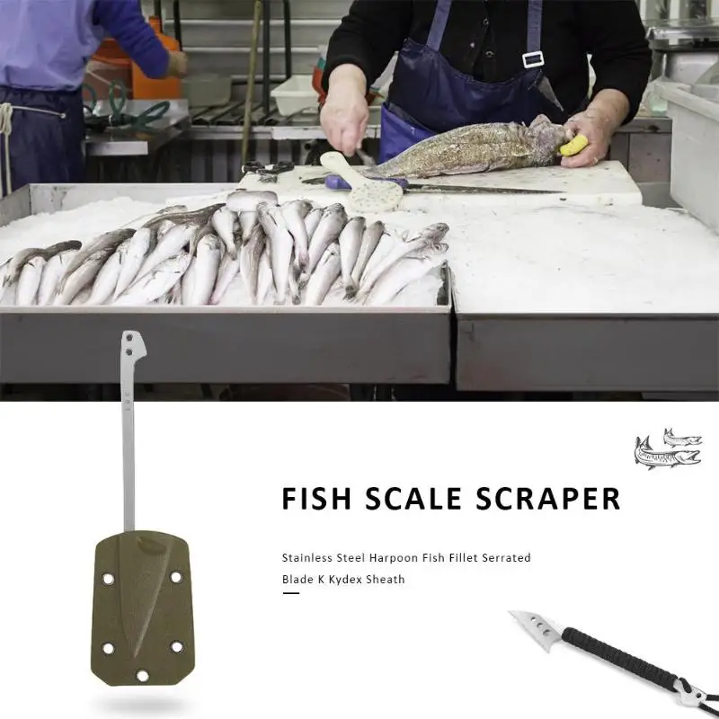 Harpoon Fish Чешуйчатое филе из нержавеющей стали зубчатое лезвие K Kydex оболочка