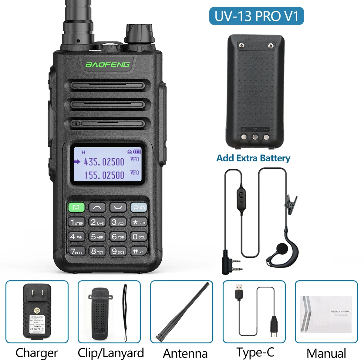 best buy walkie talkie Baofeng UV 13pro 10W 8800mAh Powerful Walkie Talkie with USB Charger Long Range Ham Two Way Radio UV13 PRO Upgrade UV-5R UV-10R long distance walkie talkie Walkie Talkie