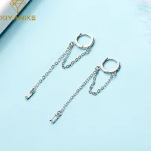 Женские серьги цепочки из серебра 925 пробы с защитой от