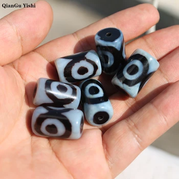 

8PCs/Lot Natural Tibetan two Eyes Dzi black Agate Bead Agates Stone Beads 14x22mm for Jewelry Making DIY Bracelet Material