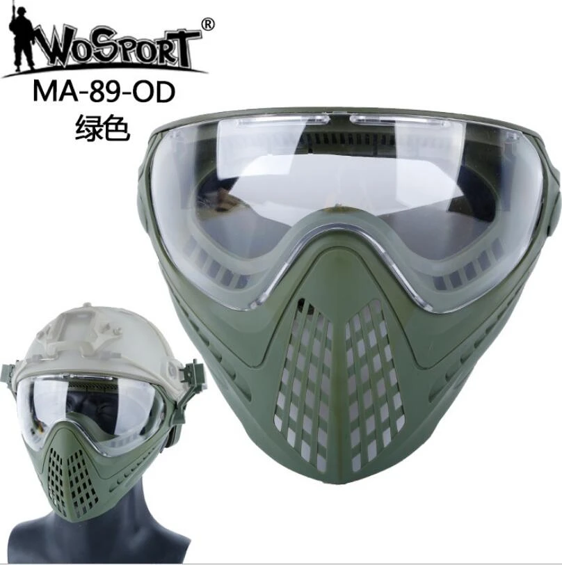 MA-89-OD Wosport masqu Airsoft lentes tacticos militar hombre для пейнтбола, для улицы, тактические мужские армейские маски для всего лица с очками MA-89 - Цвет: MA-89-OD