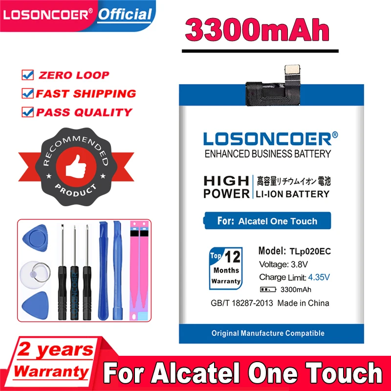 Аккумулятор LOSONCOER TLp020EC 3300 мАч для Alcatel One Touch POP UP OT6044 6044 6044D аккумулятор телефона с