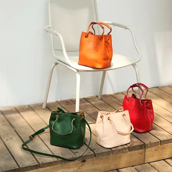 

2020 new handmade simple fashion portable handbag female bag shoulder messenger bag bucket bag