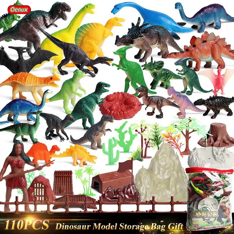 Oenux 110 шт./компл. юрские фигурки динозавров игрушечный динозавр мировой парк сцены Т-Рекс Птерозавр фигурки для детей подарок