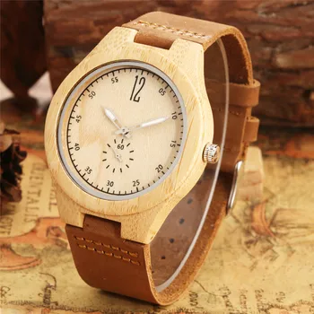 

Maple Wood White Dial Luminous Pointer Men's Wristwatch Quartz Mens Watches Creative Seconds Small Dial reloj masculino