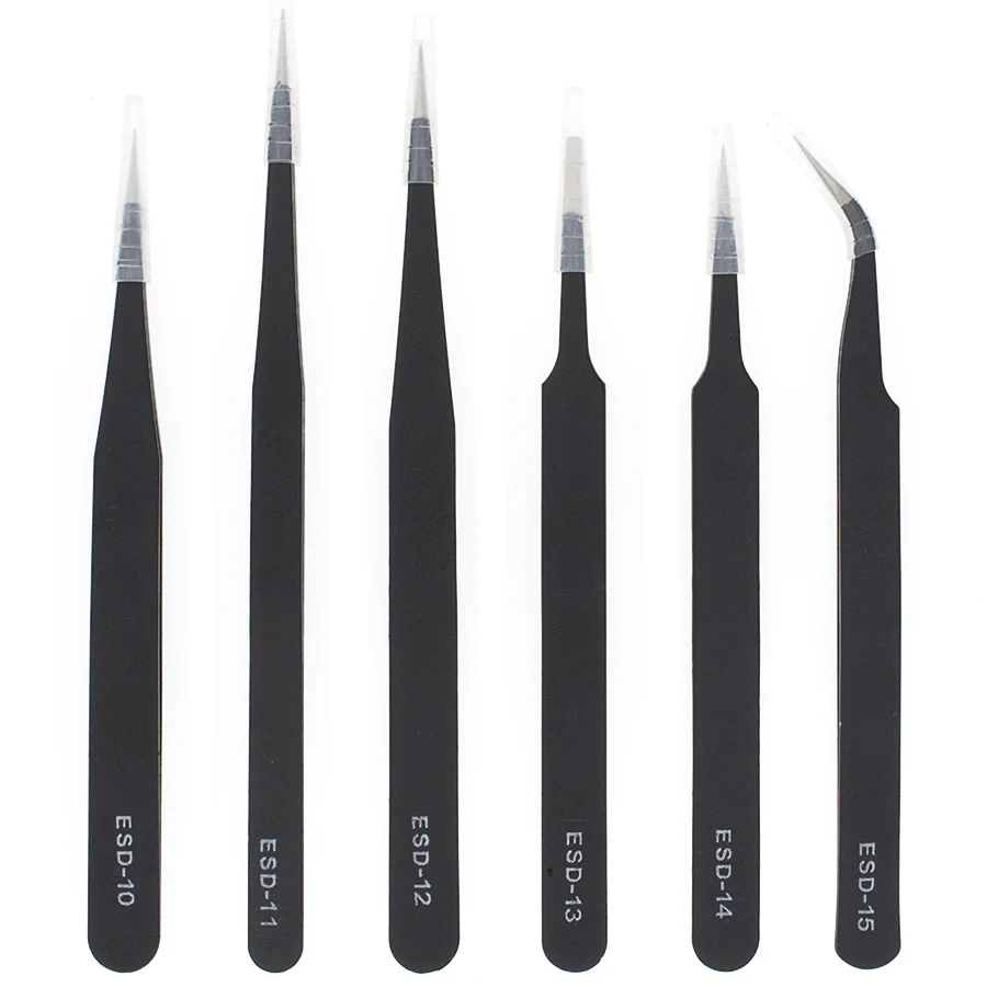 1.5mm Industrial Tweezers Kit Anti-Static Stainless Steel Tweezer Set Repair Tools ESD-10 11 12 13 14 ESD-15 integrated circuit |