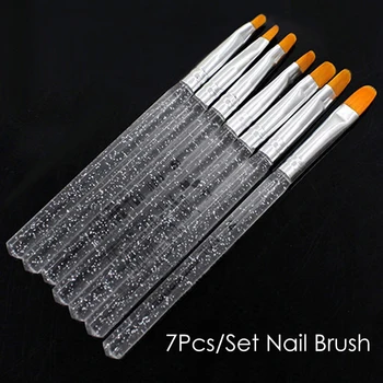 

7Pcs Nail Art French Manicure UV Gel Sable Brush Set Sizes Painting Drawing Brushes Pens