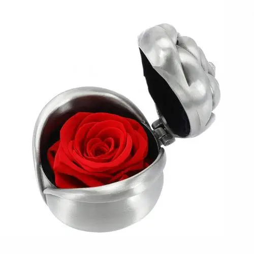 Подарочная коробка ручной работы в виде бутонов роз для мамы, свадьбы, Дня Святого Валентина, помолвки, упаковочная коробка для ювелирных изделий - Цвет: Silver  Red