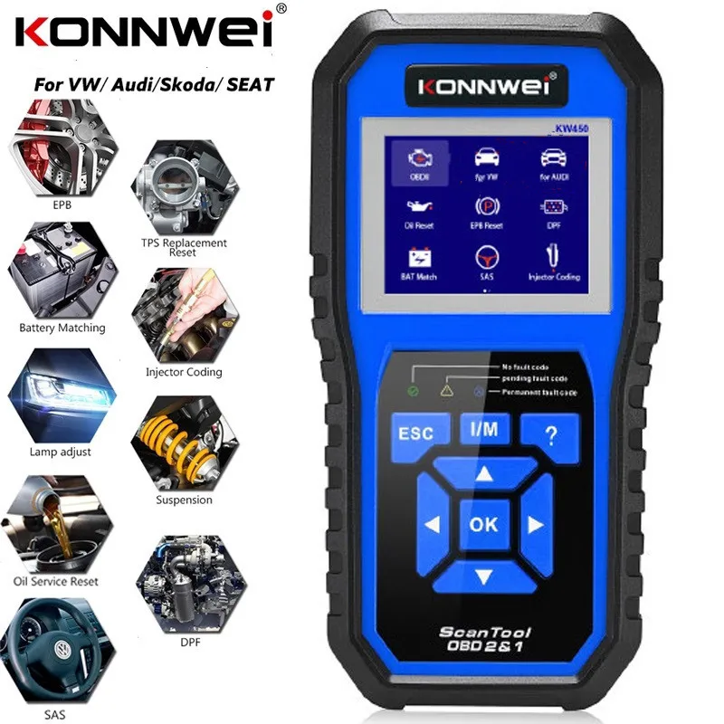 Professionele OBD2 Scanner Diagnostic Tool KW450 Code Reader Voor Vag