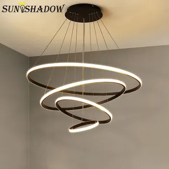 

Luminaires Modern LED Chandelier White&Black&Coffee Lamps Led Ceiling Chandeliers Lighting For Living room Kitchen Dining room