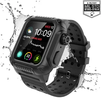 

For Apple iWatch Series 4 5 44mm Case 360 Degree Shockproof TPU and PC Watch Band Strap Sport Cover Series 4 5 40mm Rugged Shell