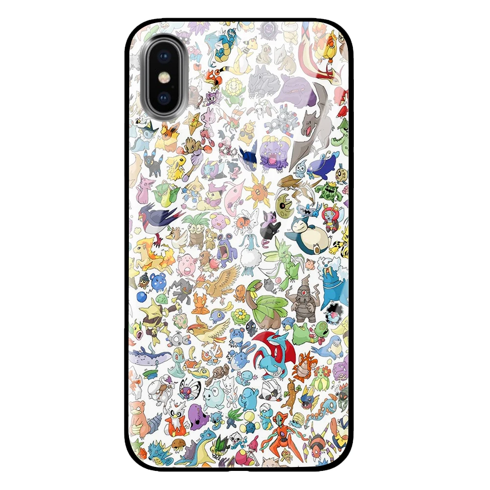 Pikachue японское аниме для iPhone 5 5S 6 6s 7 8 Plus X XS XR 11 Pro макс. закаленное стекло чехлы - Цвет: 1