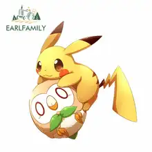 EARLFAMILY 13cm x 12.3cm For Pokemon Pikachu Car Stickers Decals Oem Cartoon JDM Polyethylene Sunscreen Waterproof