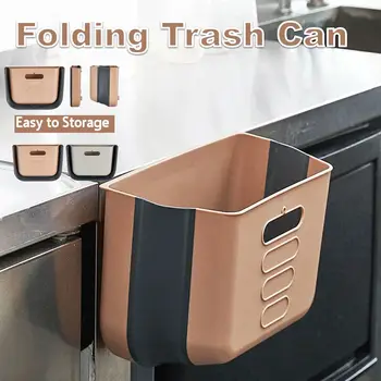 

Folding Waste Bin Kitchen Cabinet Door Hanging Trash Car Garbage Can Home Room Garbage Hanging Toilet Retractable Basket