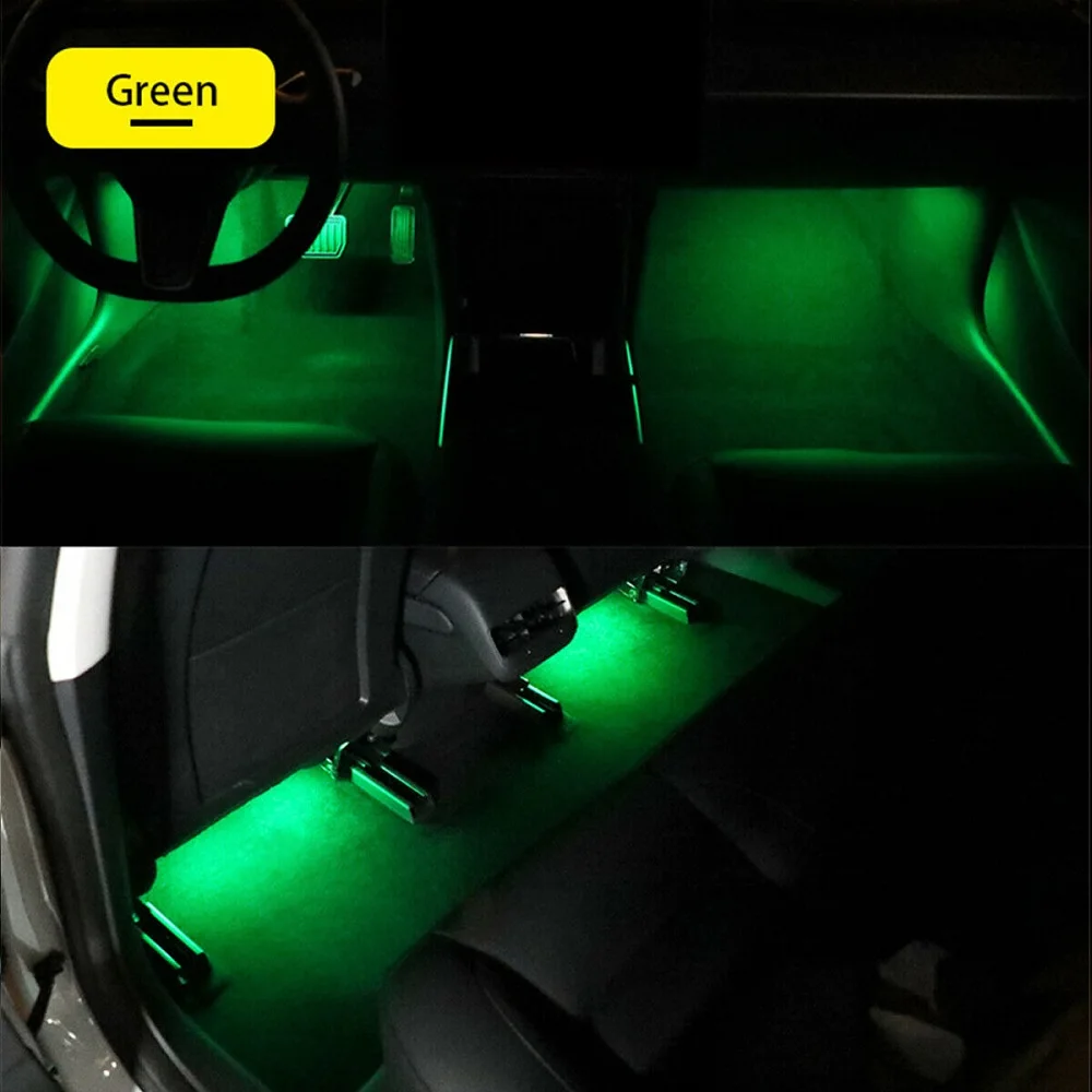Wireless RGB LED Car Interior Floor Decorative Atmosphere Lamp Ambient Light Accessories USB Charging Portable Remote Control
