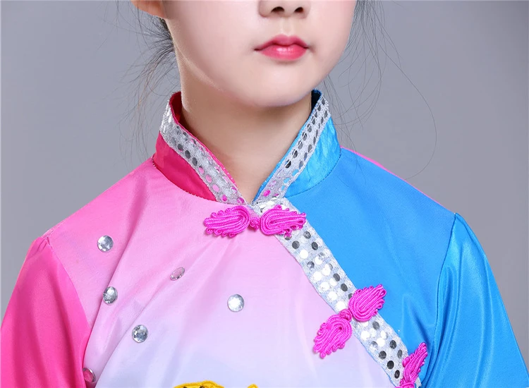 Китайский танцевальный костюм Yangko для сцены Восточный Новый год Yangko танцевальная одежда для вечерние Детские Национальный вентилятор