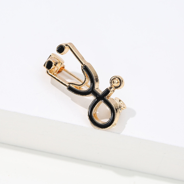 Sale Medical Medicine Brooch Pin Stethoscope Electrocardiogram Heart Shaped Pin Nurse Doctor Backpack Lapel Enamel Jewelry