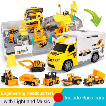 DIY железнодорожные гоночные треки электрическая машинка игрушки парковка с легкой музыкой собрать контейнер грузовик трек игрушки для мальчиков подарок - Цвет: Yellow