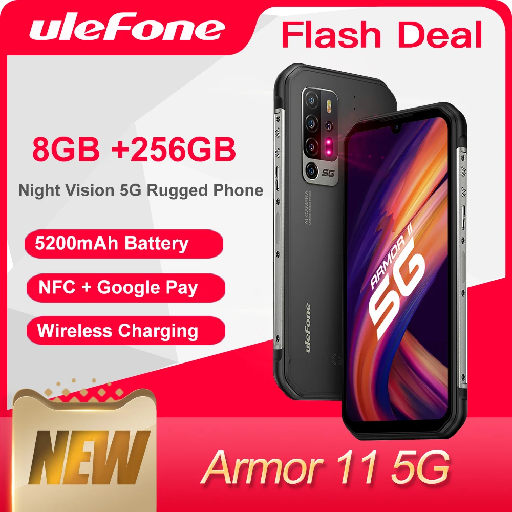 Ulefone Armor 11 5G Robusto Telefono Cellulare 8Gb 256Gb Smartphone Impermeabile 48Mp Nfc Ricarica Wireless Per Telefono Cellulare