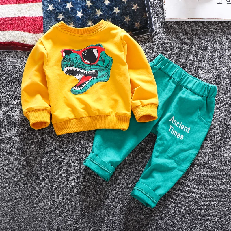 

2019 New Baby Boy Clothes Cotton Long Sleeve Dinosaur Style Pullover Coat+pants 2pcs Children Boy Tracksuit Clothing set