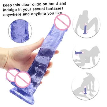 Super Huge Dildos Strapon Thick Giant Realistic Dildo Anal Butt with Suction Cup Big Soft Crystal Penis Adult Sex Toys for Women 5