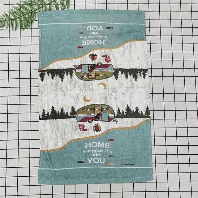 1Pc 41x64cm Cotton Tea Towel Dish Cleaning Cloth Colorful Printed Napkins Cooking Tools Kitchen Towels Style 12