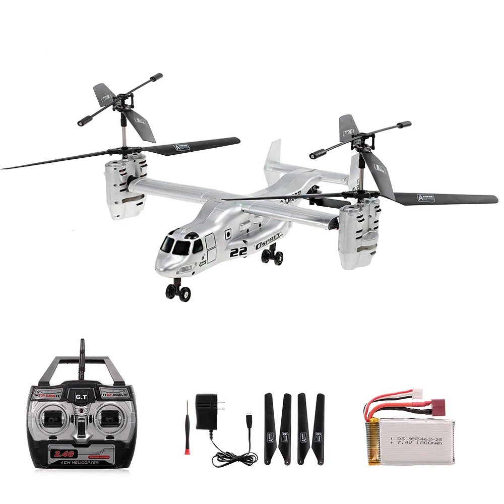 Двойная ось 2 4G 4CH RC вертолет с двойным гироскопом и налобным фонарем