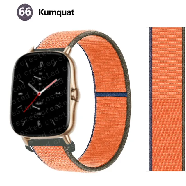 20/22mm Nylon band For Amazfit GTS/2/2e/GTS2 Mini/GTR 3 Pro 42mm/47mm/GTR2/2e/stratos 2/3 Sport Loop Bracelet Amazfit bip strap Kumquat 62