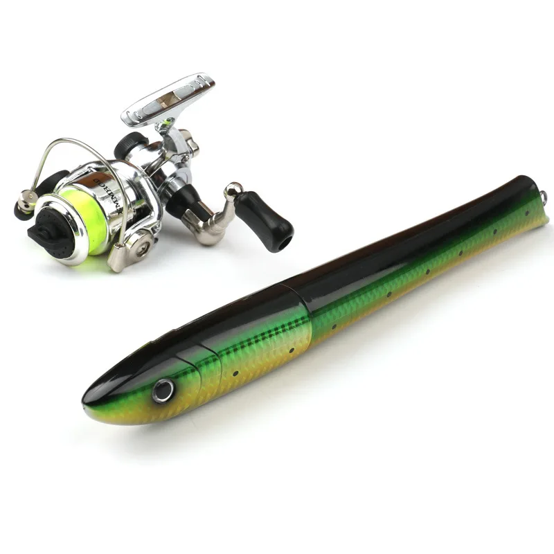

1m 1.4m 1.6m Portable Pocket Telescopic Mini Fishing Pole Pen Shape Folded Telescopic Fishing Rod With Reel Wheel