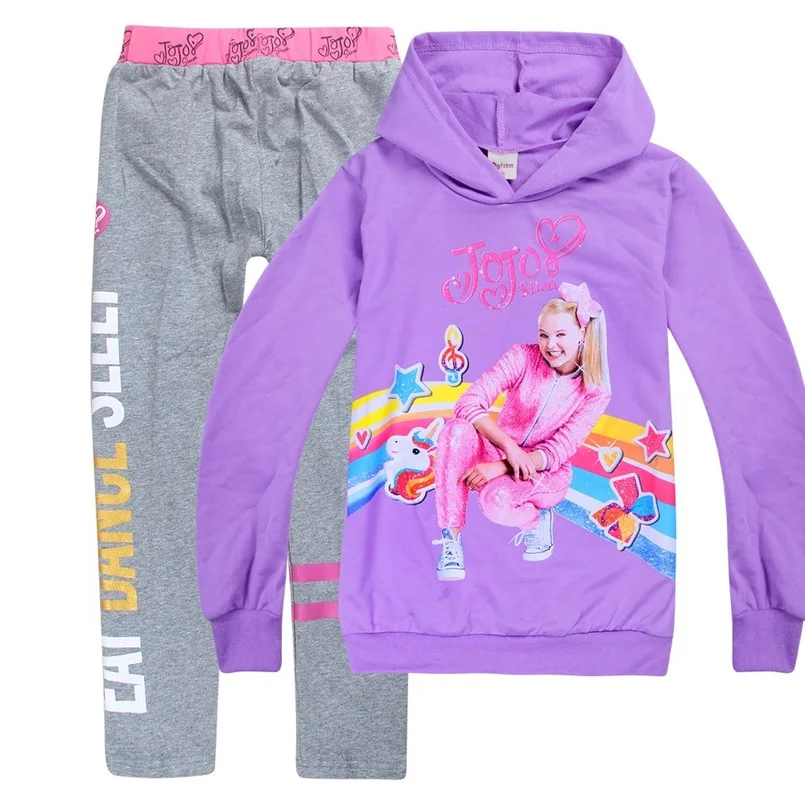 Children's Suit Jojo Siwa Children Clothing New Toddler Girl Warm Kids Clothes Sleeve Sweatshirt Jacket+Pants 2pcs Autumn Winter |