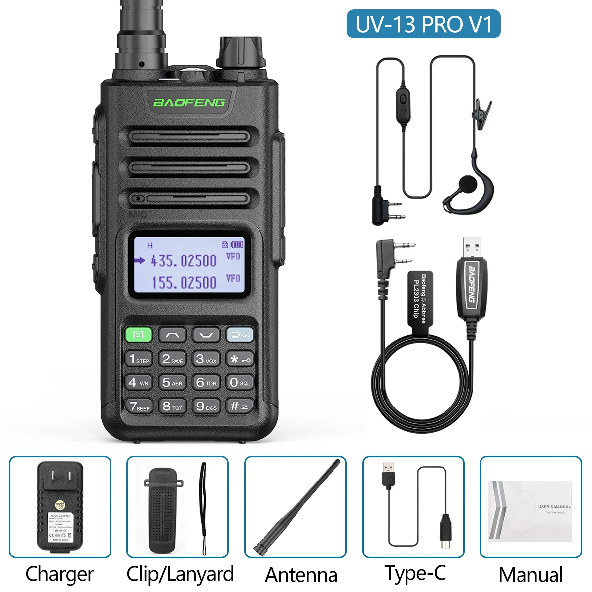 2022 Baofeng UV-13 PRO Walkie Talkie 10W 8800mAh Type-C USB Dual Band Transceiver Ham Radio UV-10R 13PRO Amateur CB Radio UV-5R walkie talkie 10 km Walkie Talkie