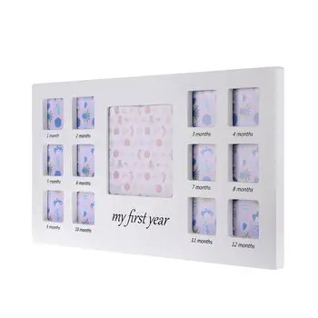 

1pc Baby Photo Frame 1 Year Old Handprint and Footprint Kit Baby Wooden Photo Frame with Clay (White)