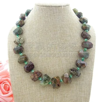 

N051110 19'' Faceted Green Demantoid Crystal Necklace
