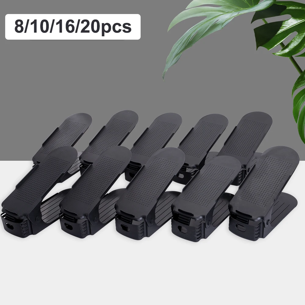 Porte-chaussures 8/10/16/20 pièces, Double Support réglable, Support de rangement pour organisateur de chaussures, Support de fente, placard