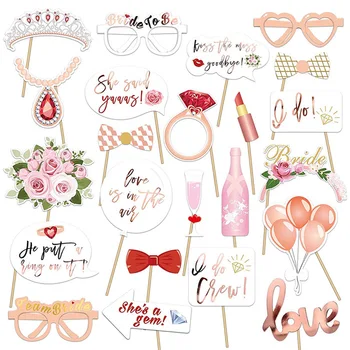 

23 Pcs Bride Selfie Props Rose Gold Wedding Bridal Shower Party Game Accessories 66CY