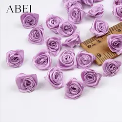 300pcs Multicolor Mini Satin Ribbon Rose Heads for Crafting and Decoration (Light Purple)