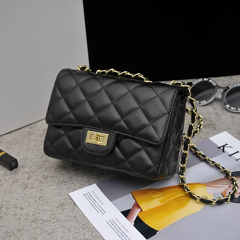 

2020 New Style WOMEN'S Fashion Handbag Small Bag Crossbody Bag Patent Leather Rhombus Chain Bag Graceful Bag