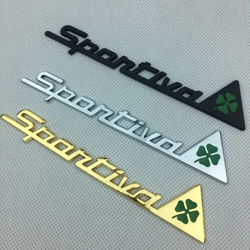 Значок на день зеленого клевера для Alfa Romeo четырехлистный клевер хром