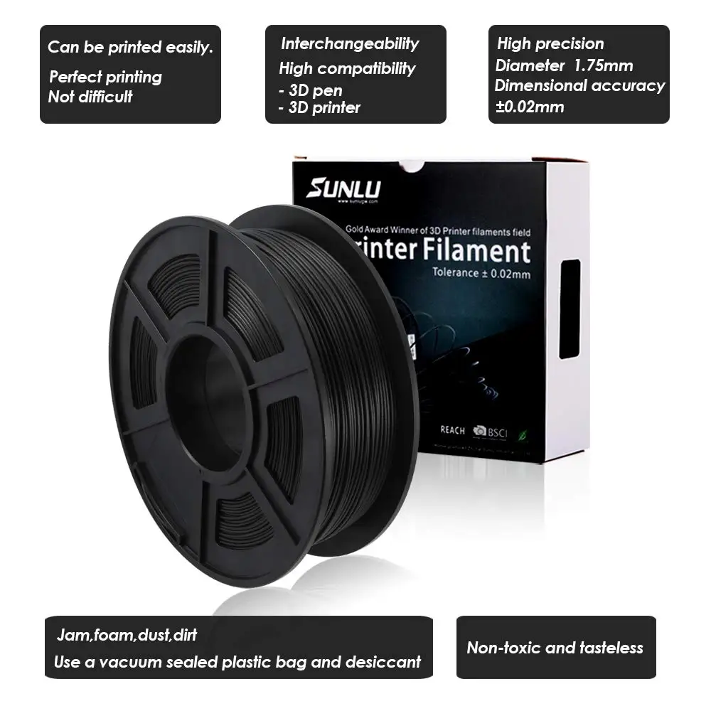 SUNLU PLA Carbon Fiber 3D принтеры нити точность размеров 1 75 мм +/ 0 02 кг (2 2 lb) шпуля
