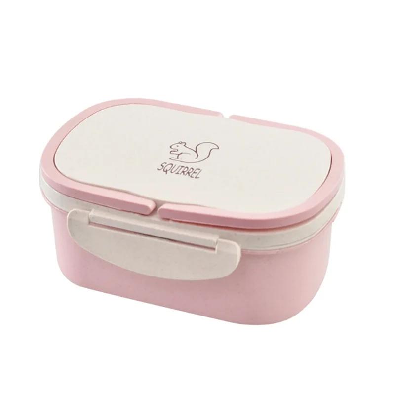 Pink Микроволновый Ланч-бокс портативная квадратная форма лаконичный Ланч-бокс двухслойный Ланч-бокс пластиковый ручной Ланч-бокс - Color: Pink