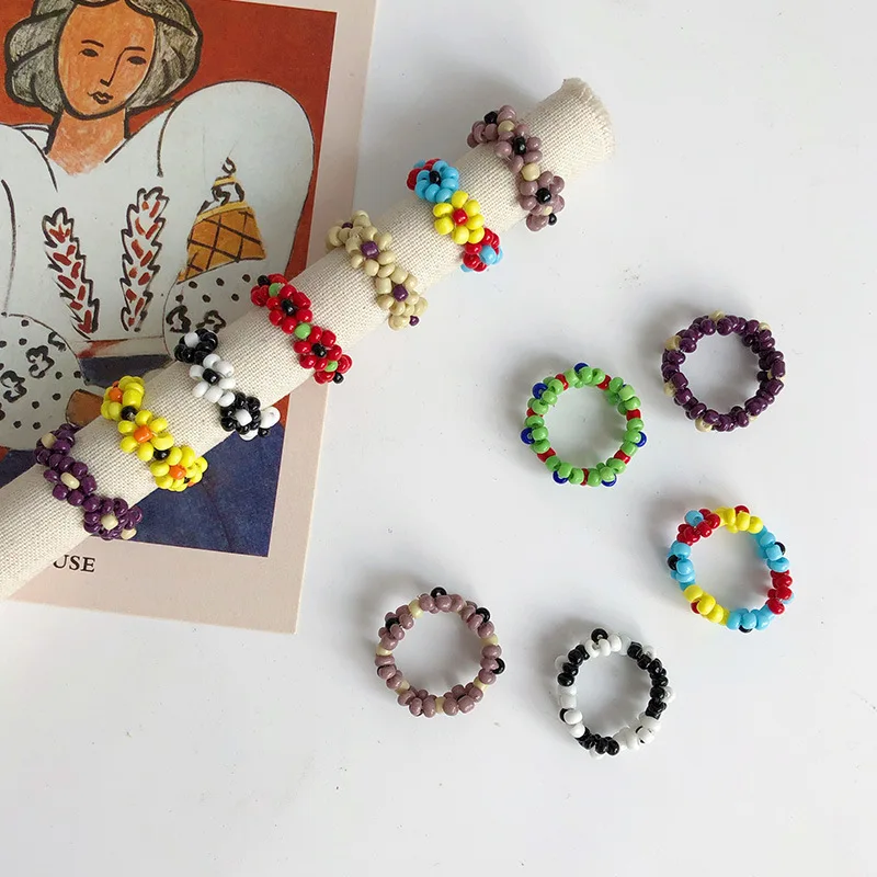 Модное Трендовое корейское кольцо ручной работы с разноцветными маленькими