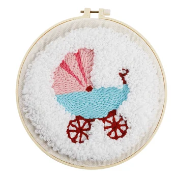 

DIY Knitting Wool Rug Hooking Kit Handcraft Woolen Embroidery Creative Gift with SKC Punch Needle 24cm Embroidery Frame - Baby