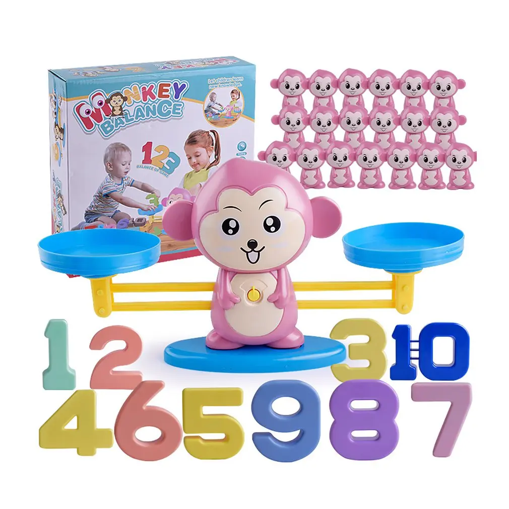 

Monkey Digital Balance Scale Toy Math Match Game Board Toy Early Learning Balance Game Children Addition Subtraction Math Toys