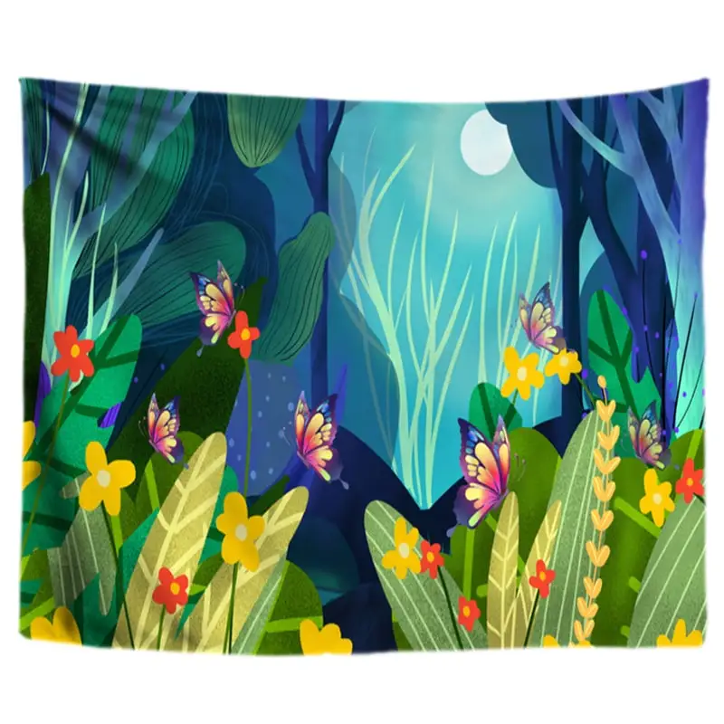 Anime Butterfly Tapestry Flowers Wall Hanging Living Room Wall Decoration Wall Tapestry Mandala Boho Hippie Psychedelic Home - Цвет: A9-023E