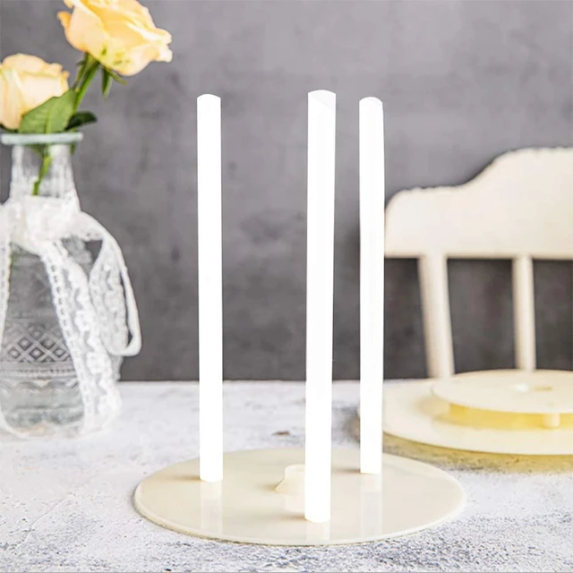 50 Pieces Plastic White Cake Dowel Rods for Tiered Cake Construction and Stacking (0.4 Inch Diameter 9.5 Inch Length) 4