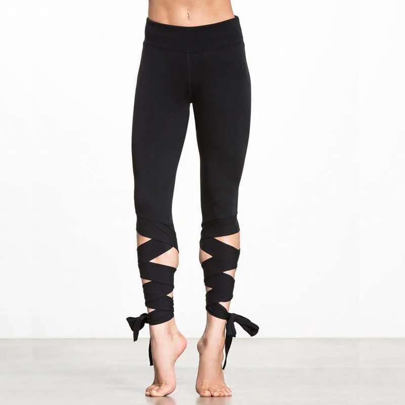 Товары! Международная эксклюзивная поставка! Новые eBay спиральные штаны для йоги, штаны для фитнеса, танцевальные балетные леггинсы с галстуком - Цвет: Черный